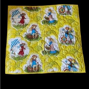 Vintage 70s, Handmade Holly Hobbie quilts Blanket Colorful Child's Classic